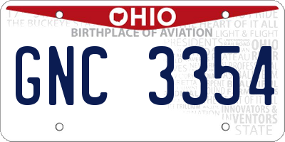 OH license plate GNC3354