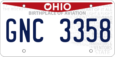 OH license plate GNC3358