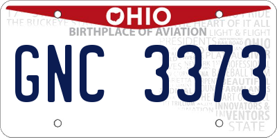 OH license plate GNC3373