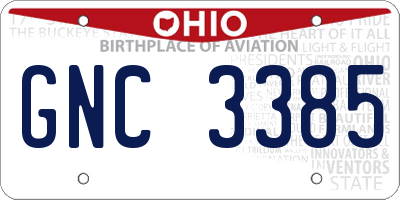 OH license plate GNC3385