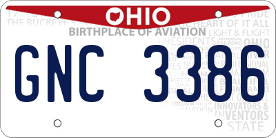 OH license plate GNC3386