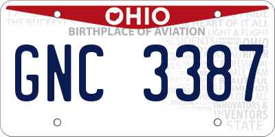 OH license plate GNC3387