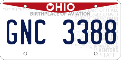 OH license plate GNC3388