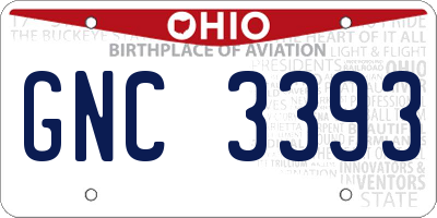 OH license plate GNC3393