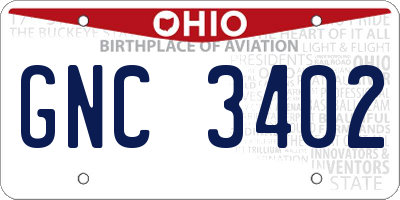 OH license plate GNC3402