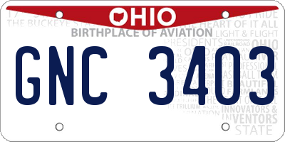 OH license plate GNC3403