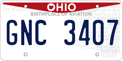 OH license plate GNC3407