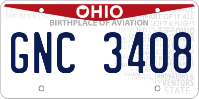 OH license plate GNC3408