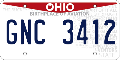 OH license plate GNC3412