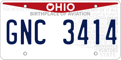 OH license plate GNC3414