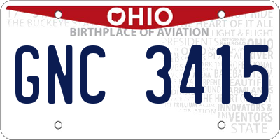 OH license plate GNC3415