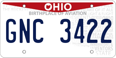 OH license plate GNC3422