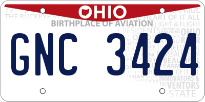 OH license plate GNC3424