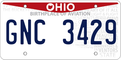 OH license plate GNC3429