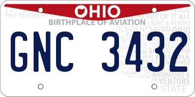 OH license plate GNC3432