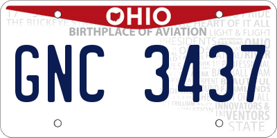 OH license plate GNC3437