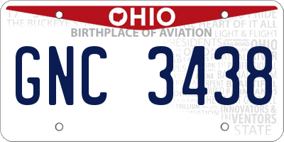 OH license plate GNC3438