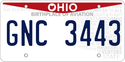 OH license plate GNC3443