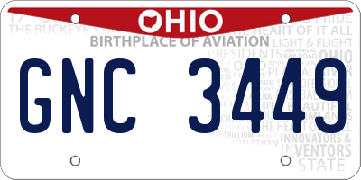 OH license plate GNC3449