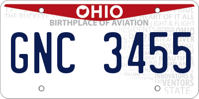 OH license plate GNC3455
