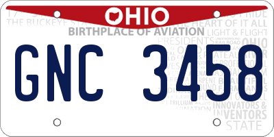 OH license plate GNC3458
