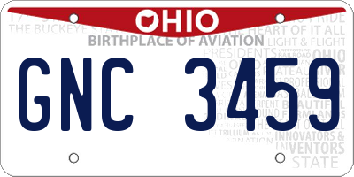 OH license plate GNC3459