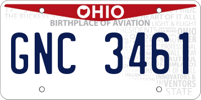 OH license plate GNC3461
