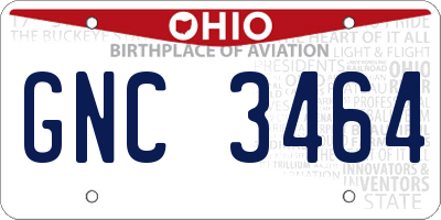 OH license plate GNC3464