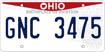 OH license plate GNC3475