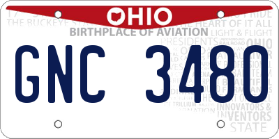 OH license plate GNC3480