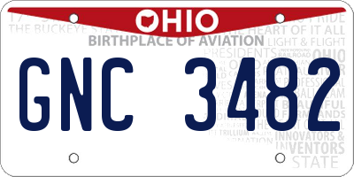 OH license plate GNC3482