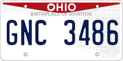 OH license plate GNC3486