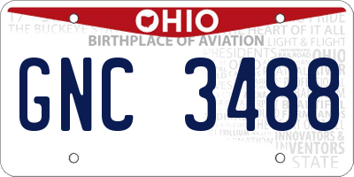OH license plate GNC3488
