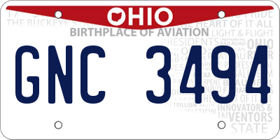 OH license plate GNC3494
