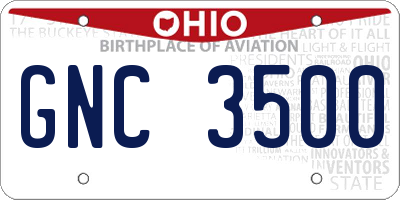 OH license plate GNC3500