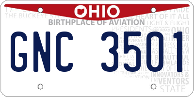 OH license plate GNC3501