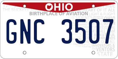 OH license plate GNC3507