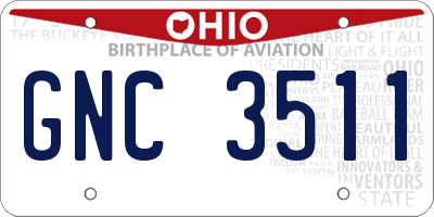 OH license plate GNC3511