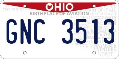 OH license plate GNC3513
