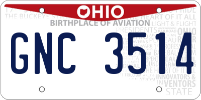 OH license plate GNC3514
