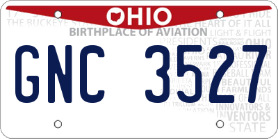 OH license plate GNC3527