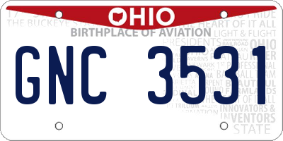 OH license plate GNC3531