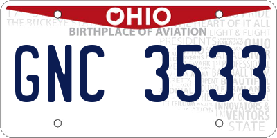 OH license plate GNC3533