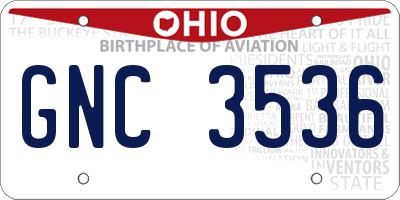 OH license plate GNC3536