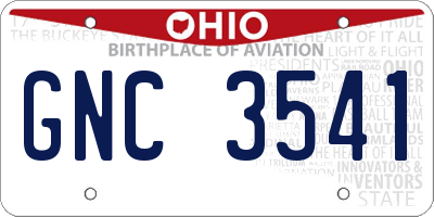 OH license plate GNC3541