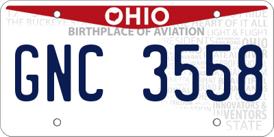 OH license plate GNC3558