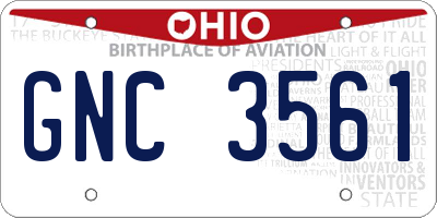 OH license plate GNC3561