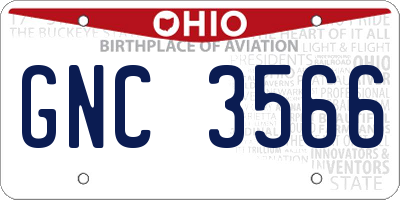 OH license plate GNC3566
