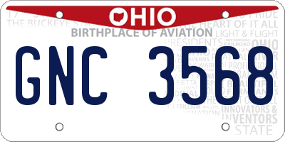 OH license plate GNC3568