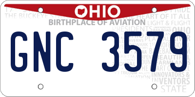OH license plate GNC3579